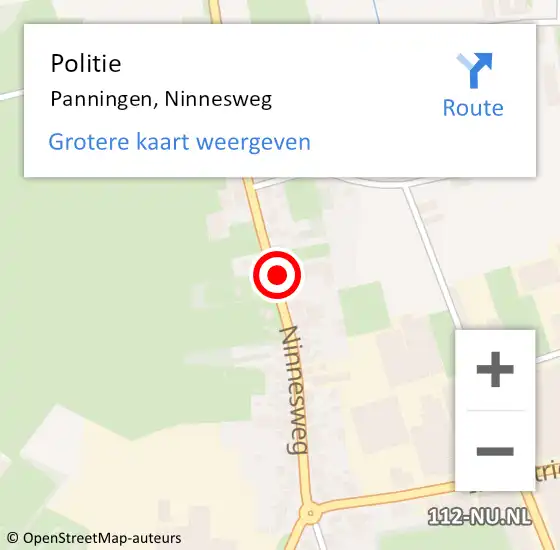 Locatie op kaart van de 112 melding: Politie Panningen, Ninnesweg op 27 september 2023 18:24