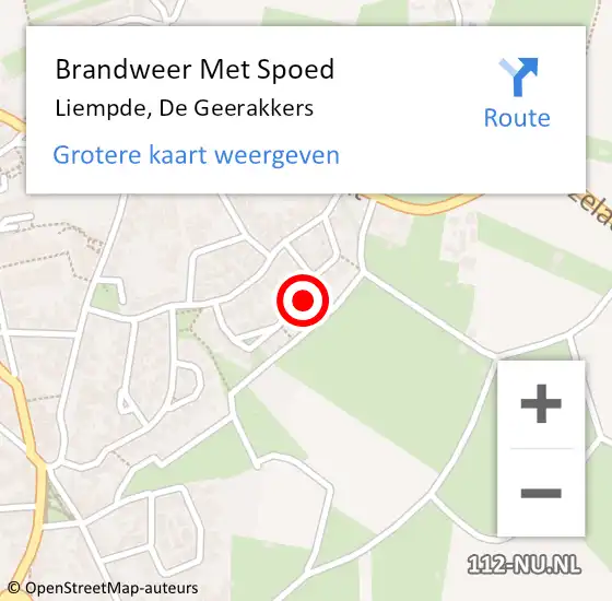 Locatie op kaart van de 112 melding: Brandweer Met Spoed Naar Liempde, De Geerakkers op 27 september 2023 19:09