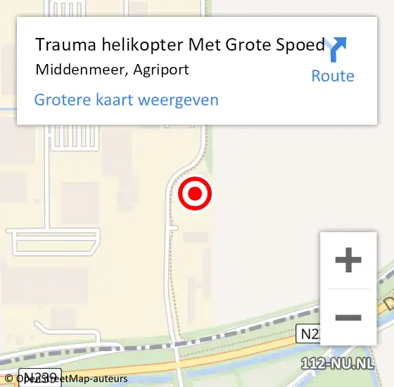 Locatie op kaart van de 112 melding: Trauma helikopter Met Grote Spoed Naar Middenmeer, Agriport op 27 september 2023 19:25