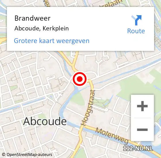 Locatie op kaart van de 112 melding: Brandweer Abcoude, Kerkplein op 27 september 2023 19:25