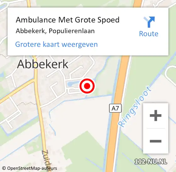 Locatie op kaart van de 112 melding: Ambulance Met Grote Spoed Naar Abbekerk, Populierenlaan op 27 september 2023 19:27