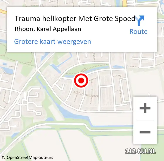 Locatie op kaart van de 112 melding: Trauma helikopter Met Grote Spoed Naar Rhoon, Karel Appellaan op 27 september 2023 19:34