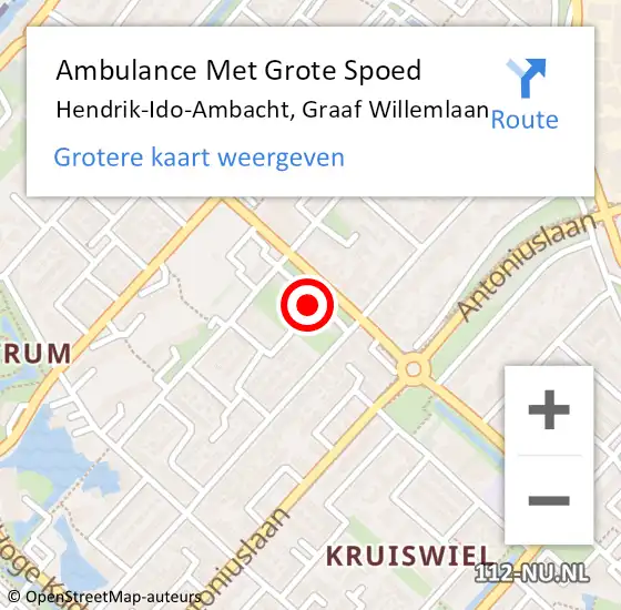 Locatie op kaart van de 112 melding: Ambulance Met Grote Spoed Naar Hendrik-Ido-Ambacht, Graaf Willemlaan op 27 september 2023 19:47