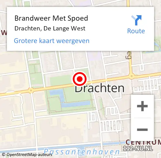 Locatie op kaart van de 112 melding: Brandweer Met Spoed Naar Drachten, De Lange West op 27 september 2023 19:50