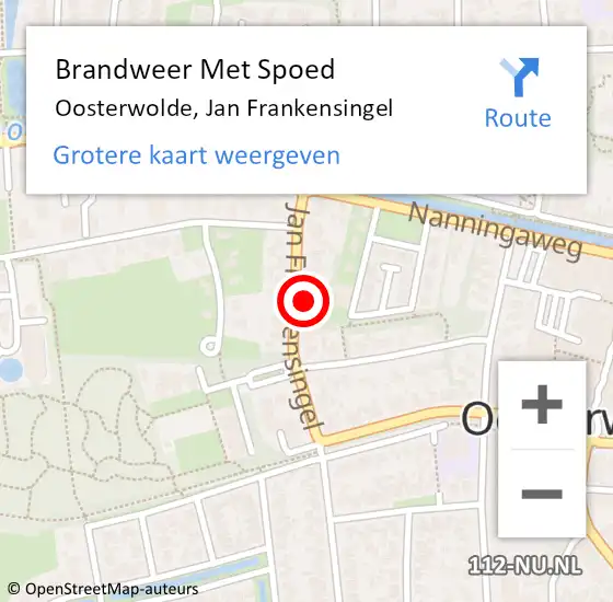 Locatie op kaart van de 112 melding: Brandweer Met Spoed Naar Oosterwolde, Jan Frankensingel op 27 september 2023 19:51