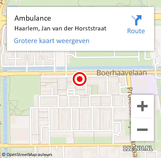 Locatie op kaart van de 112 melding: Ambulance Haarlem, Jan van der Horststraat op 27 september 2023 19:52