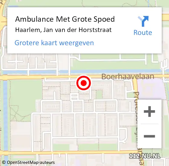 Locatie op kaart van de 112 melding: Ambulance Met Grote Spoed Naar Haarlem, Jan van der Horststraat op 27 september 2023 19:52