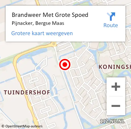 Locatie op kaart van de 112 melding: Brandweer Met Grote Spoed Naar Pijnacker, Bergse Maas op 27 september 2023 19:53