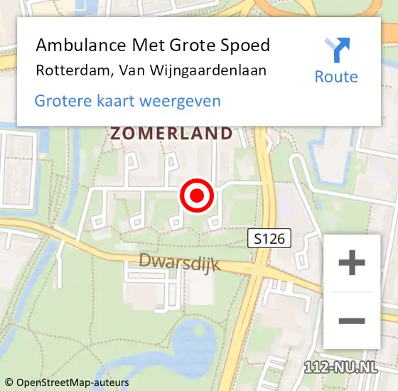 Locatie op kaart van de 112 melding: Ambulance Met Grote Spoed Naar Rotterdam, Van Wijngaardenlaan op 27 september 2023 20:02