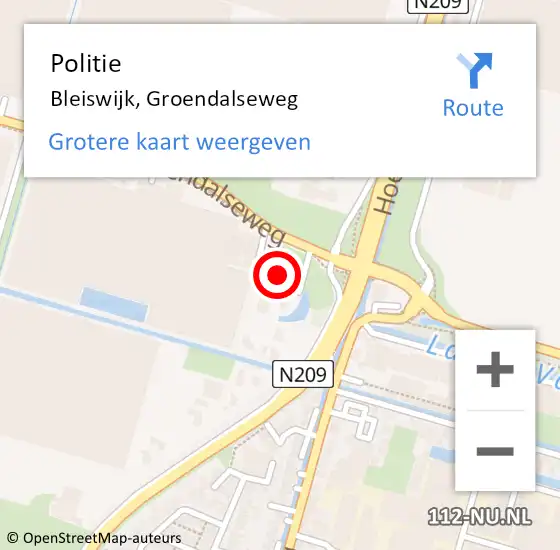 Locatie op kaart van de 112 melding: Politie Bleiswijk, Groendalseweg op 27 september 2023 20:30