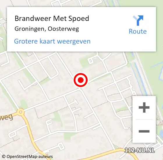 Locatie op kaart van de 112 melding: Brandweer Met Spoed Naar Groningen, Oosterweg op 27 september 2023 20:41