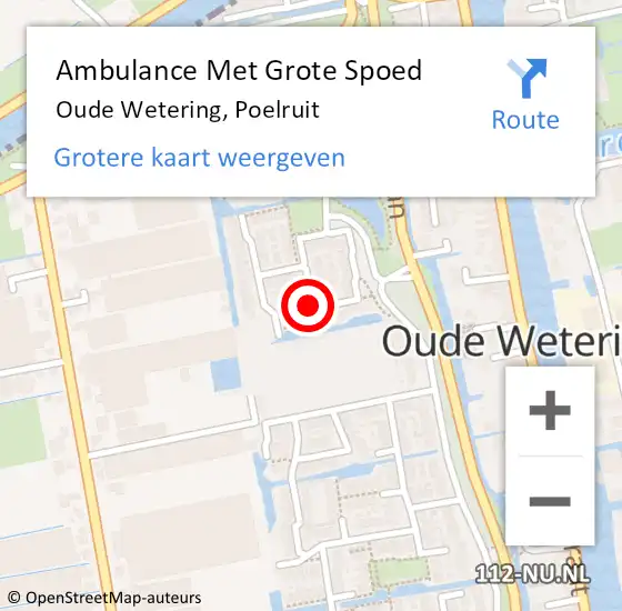 Locatie op kaart van de 112 melding: Ambulance Met Grote Spoed Naar Oude Wetering, Poelruit op 27 september 2023 20:46