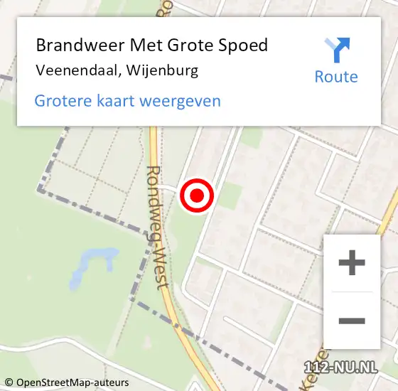 Locatie op kaart van de 112 melding: Brandweer Met Grote Spoed Naar Veenendaal, Wijenburg op 27 september 2023 20:50