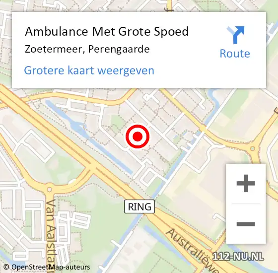 Locatie op kaart van de 112 melding: Ambulance Met Grote Spoed Naar Zoetermeer, Perengaarde op 9 september 2014 16:48