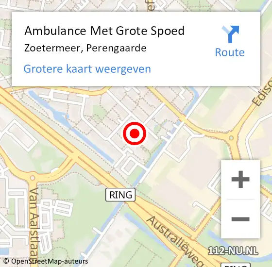 Locatie op kaart van de 112 melding: Ambulance Met Grote Spoed Naar Zoetermeer, Perengaarde op 9 september 2014 16:49