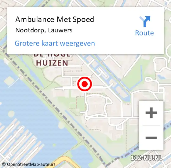 Locatie op kaart van de 112 melding: Ambulance Met Spoed Naar Nootdorp, Lauwers op 27 september 2023 21:44