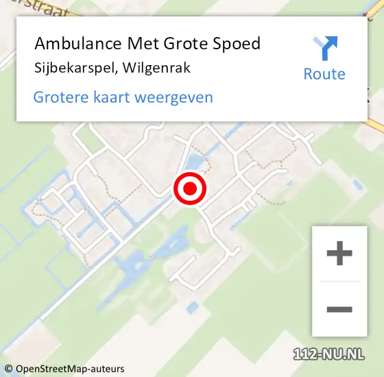 Locatie op kaart van de 112 melding: Ambulance Met Grote Spoed Naar Sijbekarspel, Wilgenrak op 27 september 2023 21:51