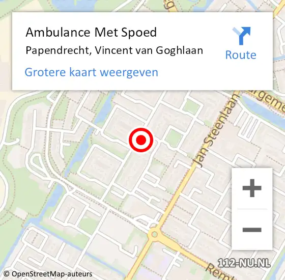 Locatie op kaart van de 112 melding: Ambulance Met Spoed Naar Papendrecht, Vincent van Goghlaan op 27 september 2023 22:02