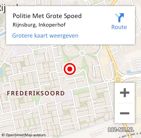 Locatie op kaart van de 112 melding: Politie Met Grote Spoed Naar Rijnsburg, Inkoperhof op 27 september 2023 22:22