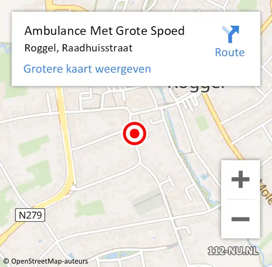 Locatie op kaart van de 112 melding: Ambulance Met Grote Spoed Naar Roggel, Raadhuisstraat op 27 september 2023 22:31