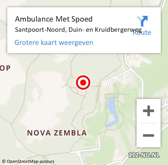 Locatie op kaart van de 112 melding: Ambulance Met Spoed Naar Santpoort-Noord, Duin- en Kruidbergerweg op 27 september 2023 22:33