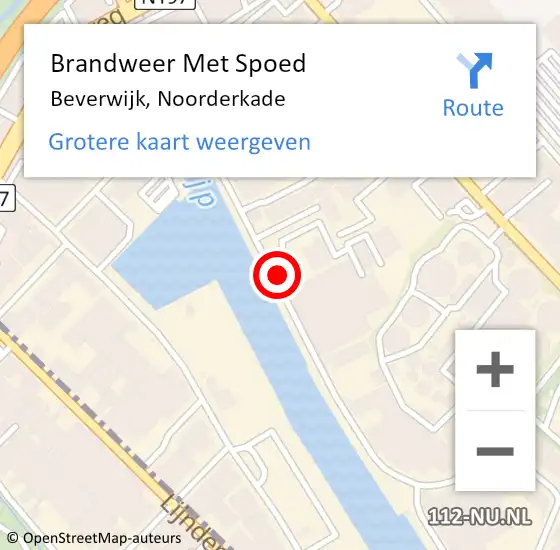 Locatie op kaart van de 112 melding: Brandweer Met Spoed Naar Beverwijk, Noorderkade op 27 september 2023 22:35