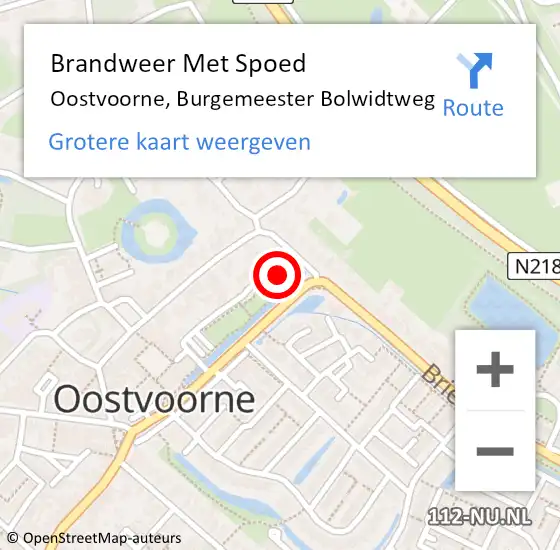 Locatie op kaart van de 112 melding: Brandweer Met Spoed Naar Oostvoorne, Burgemeester Bolwidtweg op 27 september 2023 23:22