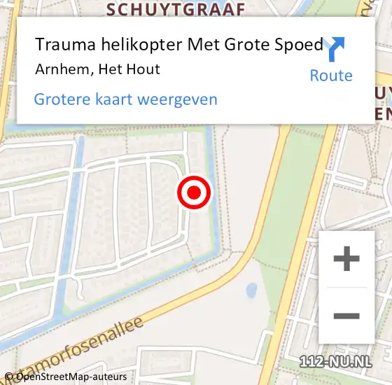 Locatie op kaart van de 112 melding: Trauma helikopter Met Grote Spoed Naar Arnhem, Het Hout op 27 september 2023 23:55