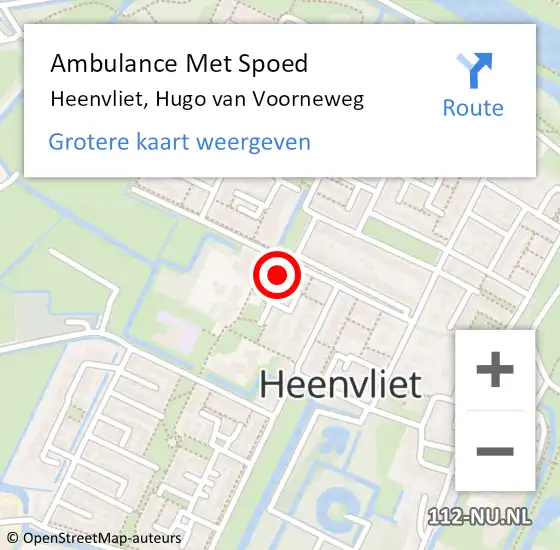 Locatie op kaart van de 112 melding: Ambulance Met Spoed Naar Heenvliet, Hugo van Voorneweg op 28 september 2023 00:47