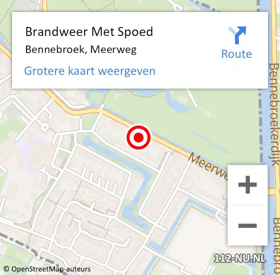 Locatie op kaart van de 112 melding: Brandweer Met Spoed Naar Bennebroek, Meerweg op 28 september 2023 01:17