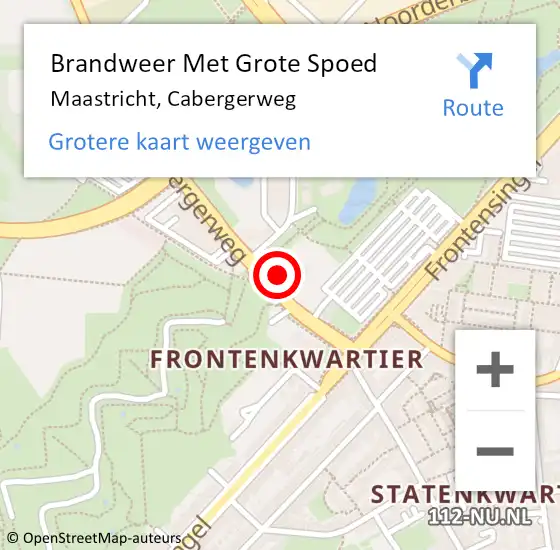 Locatie op kaart van de 112 melding: Brandweer Met Grote Spoed Naar Maastricht, Cabergerweg op 28 september 2023 01:28