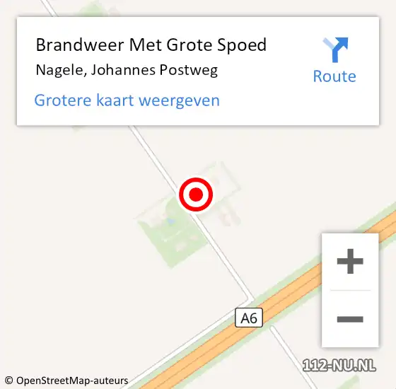 Locatie op kaart van de 112 melding: Brandweer Met Grote Spoed Naar Nagele, Johannes Postweg op 28 september 2023 02:39