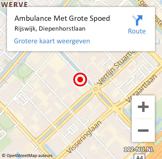 Locatie op kaart van de 112 melding: Ambulance Met Grote Spoed Naar Rijswijk, Diepenhorstlaan op 28 september 2023 03:06