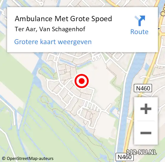 Locatie op kaart van de 112 melding: Ambulance Met Grote Spoed Naar Ter Aar, Van Schagenhof op 9 september 2014 17:06