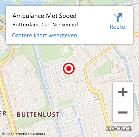 Locatie op kaart van de 112 melding: Ambulance Met Spoed Naar Rotterdam, Carl Nielsenhof op 28 september 2023 03:21