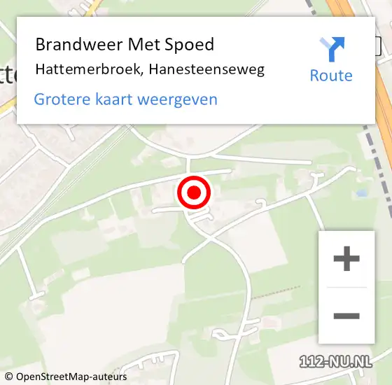 Locatie op kaart van de 112 melding: Brandweer Met Spoed Naar Hattemerbroek, Hanesteenseweg op 28 september 2023 04:23