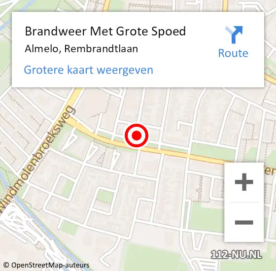 Locatie op kaart van de 112 melding: Brandweer Met Grote Spoed Naar Almelo, Rembrandtlaan op 28 september 2023 04:31