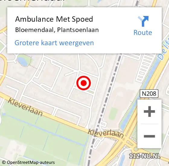 Locatie op kaart van de 112 melding: Ambulance Met Spoed Naar Bloemendaal, Plantsoenlaan op 28 september 2023 05:09