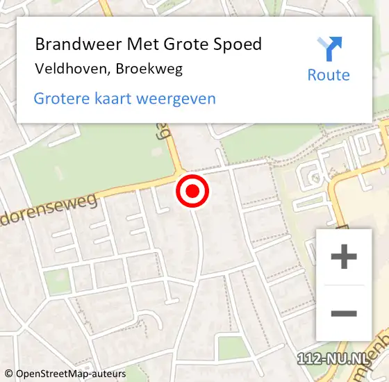 Locatie op kaart van de 112 melding: Brandweer Met Grote Spoed Naar Veldhoven, Broekweg op 28 september 2023 05:36