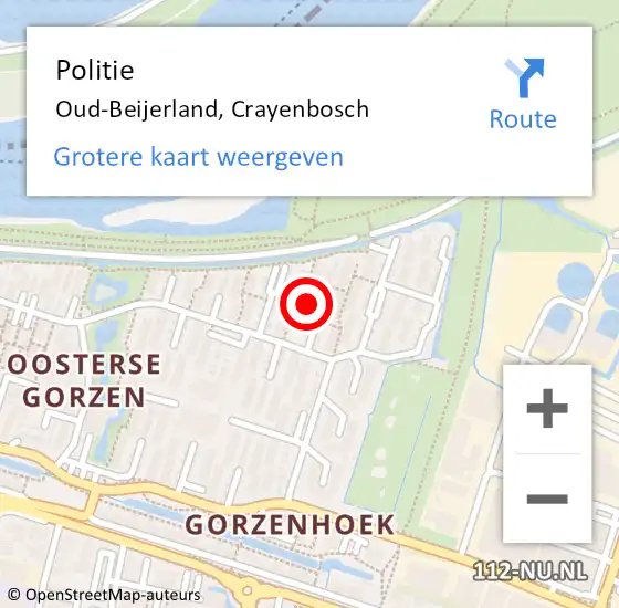 Locatie op kaart van de 112 melding: Politie Oud-Beijerland, Crayenbosch op 28 september 2023 07:04