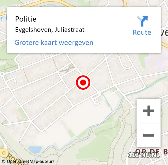 Locatie op kaart van de 112 melding: Politie Eygelshoven, Juliastraat op 28 september 2023 07:58