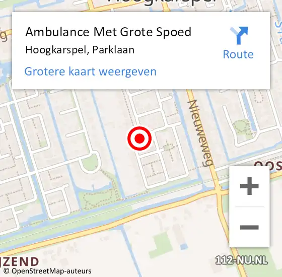 Locatie op kaart van de 112 melding: Ambulance Met Grote Spoed Naar Hoogkarspel, Parklaan op 28 september 2023 08:05