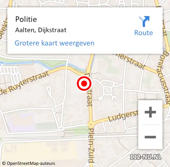 Locatie op kaart van de 112 melding: Politie Aalten, Dijkstraat op 28 september 2023 08:12