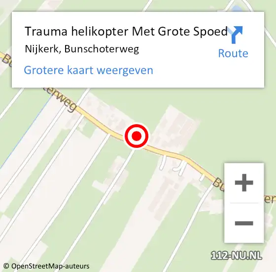 Locatie op kaart van de 112 melding: Trauma helikopter Met Grote Spoed Naar Nijkerk, Bunschoterweg op 28 september 2023 08:14