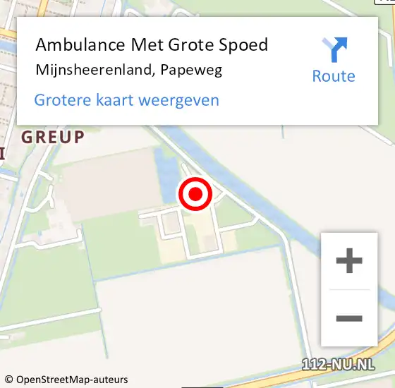 Locatie op kaart van de 112 melding: Ambulance Met Grote Spoed Naar Mijnsheerenland, Papeweg op 28 september 2023 08:28