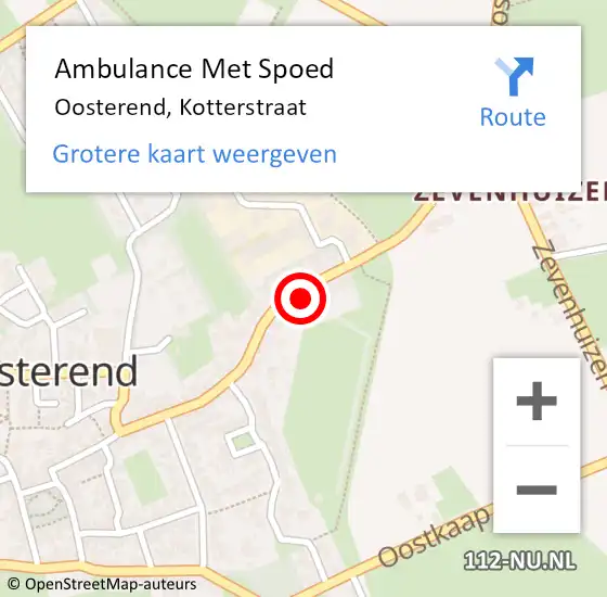 Locatie op kaart van de 112 melding: Ambulance Met Spoed Naar Oosterend, Kotterstraat op 28 september 2023 08:29