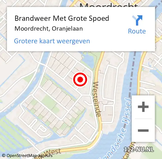 Locatie op kaart van de 112 melding: Brandweer Met Grote Spoed Naar Moordrecht, Oranjelaan op 28 september 2023 08:48