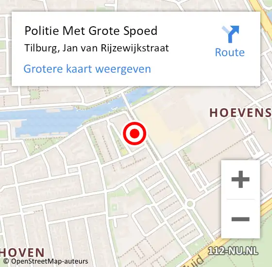 Locatie op kaart van de 112 melding: Politie Met Grote Spoed Naar Tilburg, Jan van Rijzewijkstraat op 28 september 2023 08:51