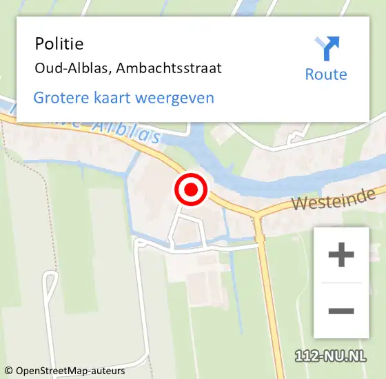 Locatie op kaart van de 112 melding: Politie Oud-Alblas, Ambachtsstraat op 28 september 2023 08:53