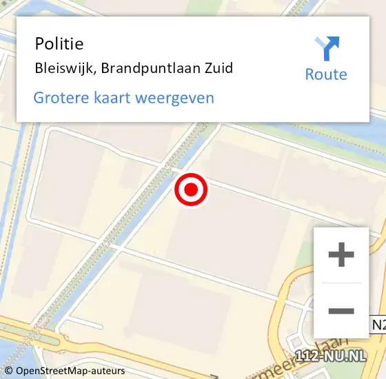 Locatie op kaart van de 112 melding: Politie Bleiswijk, Brandpuntlaan Zuid op 28 september 2023 09:00